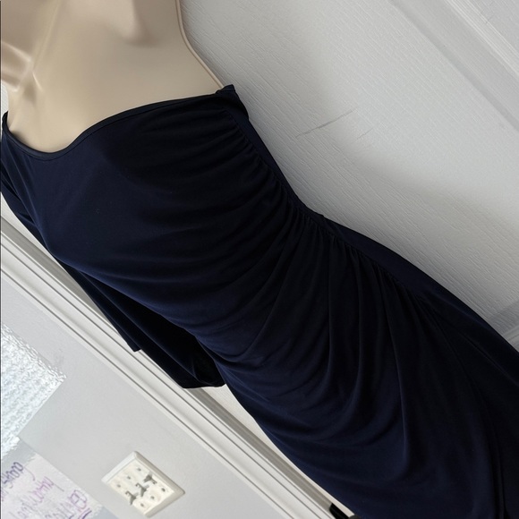 Beautiful One-Shoulder Navy Ruched Women’s Dress - Picture 2 of 6